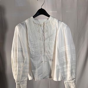 ANTHROPOLOGIE EMBROIDERED LACE BLOUSE LONG SLEEVE